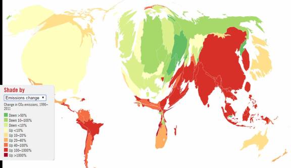 Cumulative emissions carbon map